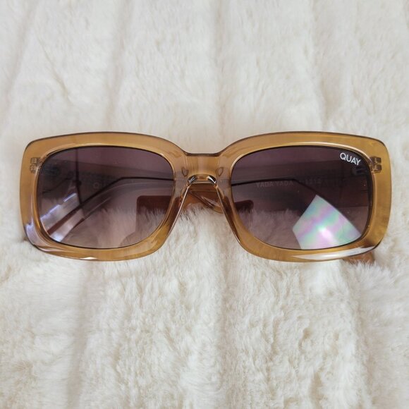 QUAY // ltd ed retro-mod-chic crystal caramel rectangular frames brown lenses main image 8